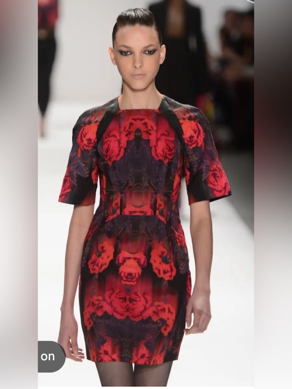 Rare & gorgeous Nanette Lepore Runway Leather-Trimmed Floral Sheath dress 👗